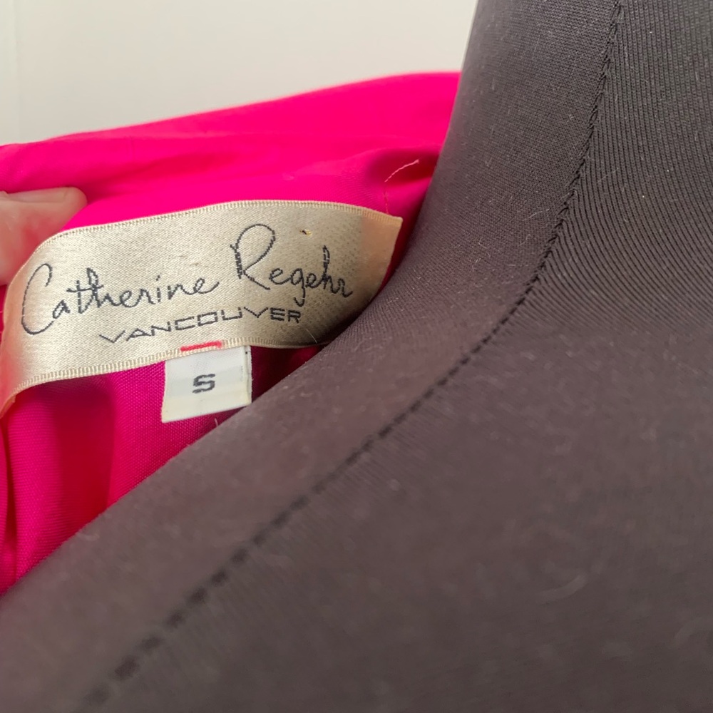 Vintage 1990s Hot Pink Silk Dress Catherine Regehr Dramatic Wrap Cocktail Dress - Picture 8 of 9